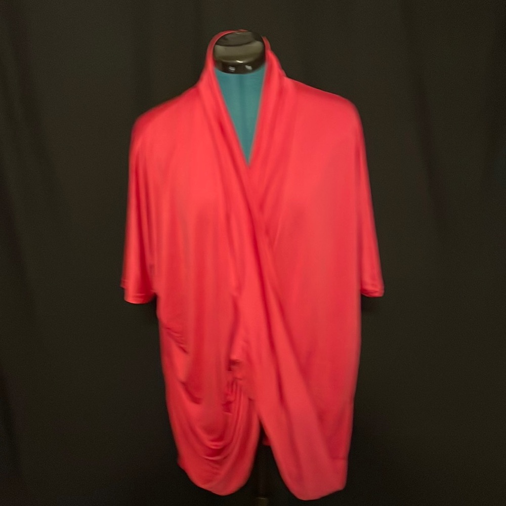 Hot Pink! Draped Cross Front Top V Neck with Twist NWOT